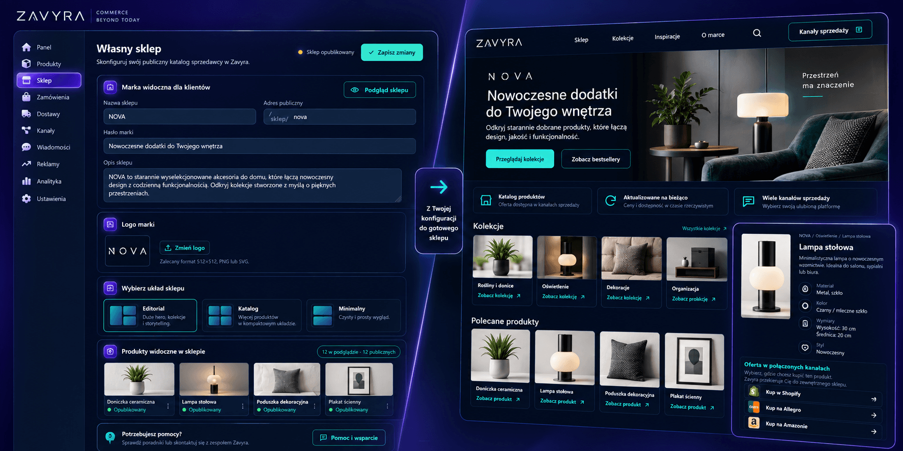 Panel i publiczny katalog własnego sklepu Zavyra